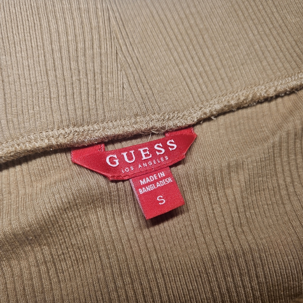 Guess Women's Tan Ribbed Off-Shoulder Top - Picture 4 of 5